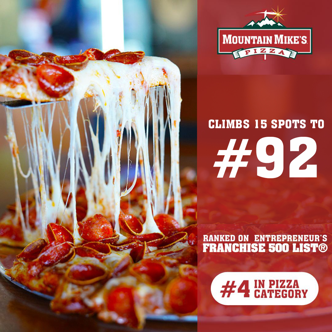 Featured image for “Mountain Mike’s Pizza Debuts Inside the Top 100 on Entrepreneur’s Prestigious Franchise 500 Ranking”