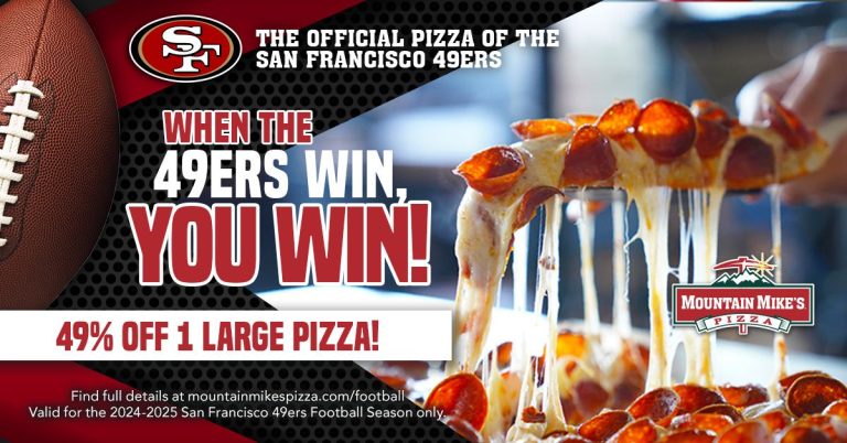 Featured image for “Mountain Mike’s Pizza Kicks off Seventh Season as Official Pizza Partner of the San Francisco 49ers With Touchdown-Worthy Promotions”